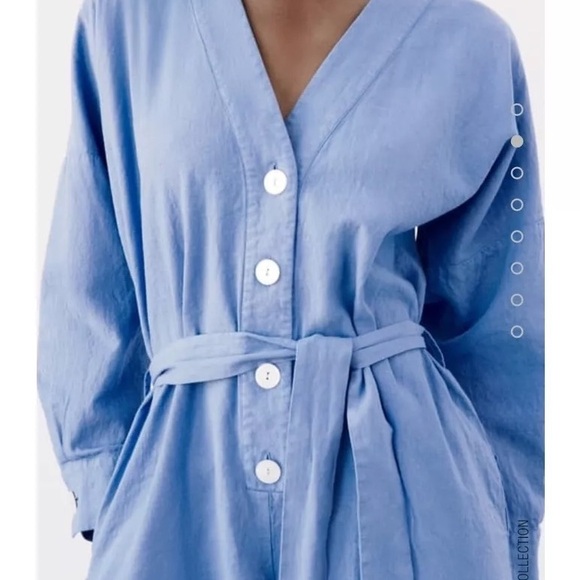 ZARA NWOT LINEN BLUE ROMPER - Picture 2 of 5